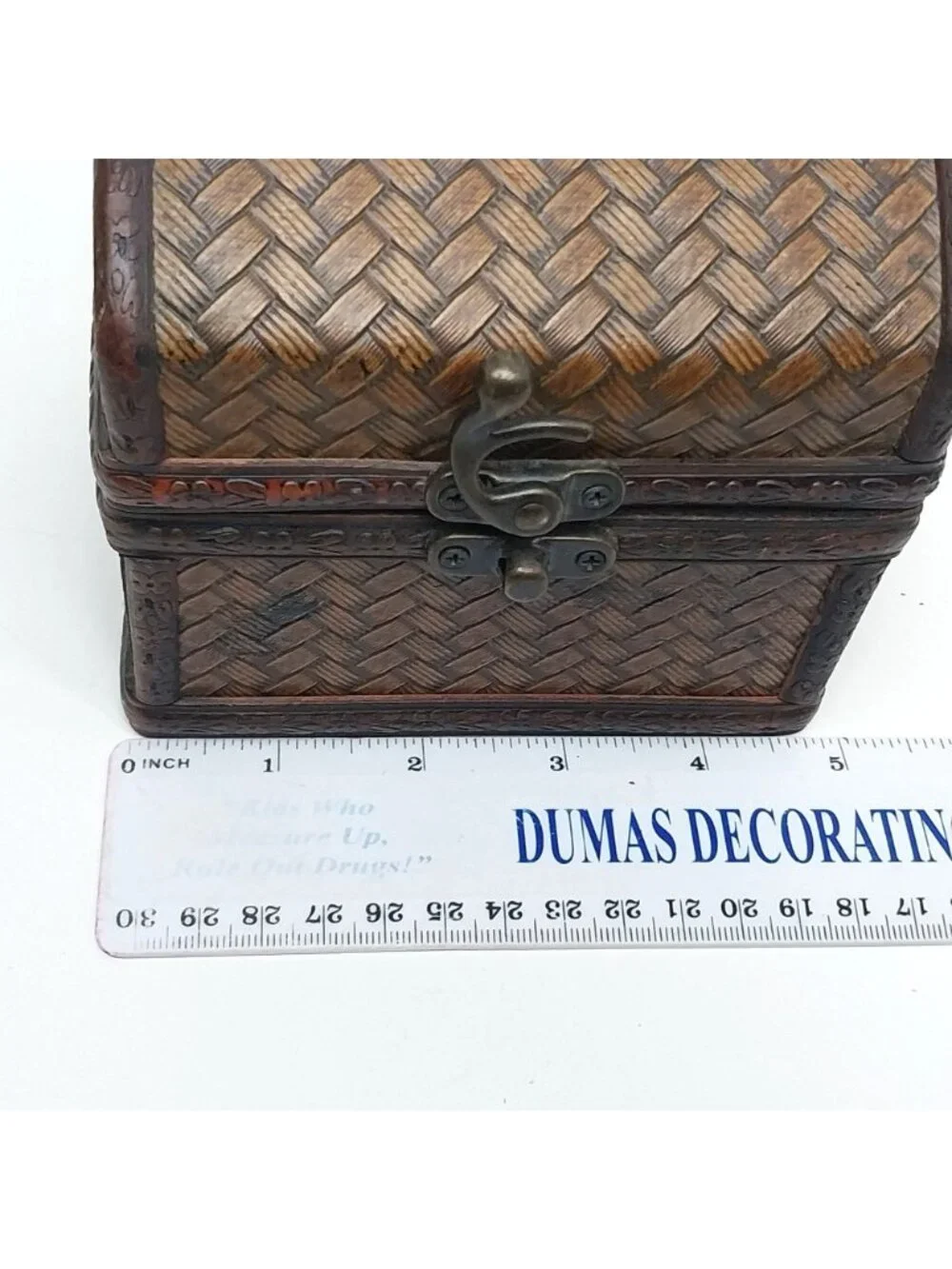 Vintage Decorative Woven Wooden Treasure Chest Storage Trinket Box Antique Style